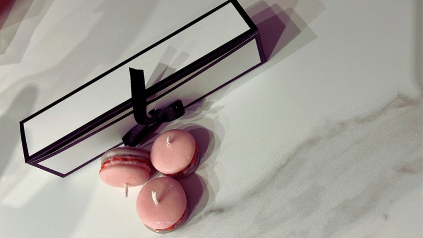 Macaron Geurkaarsen Set – 6 kaarsjes in geschenkdoos Karamela Kaarsen