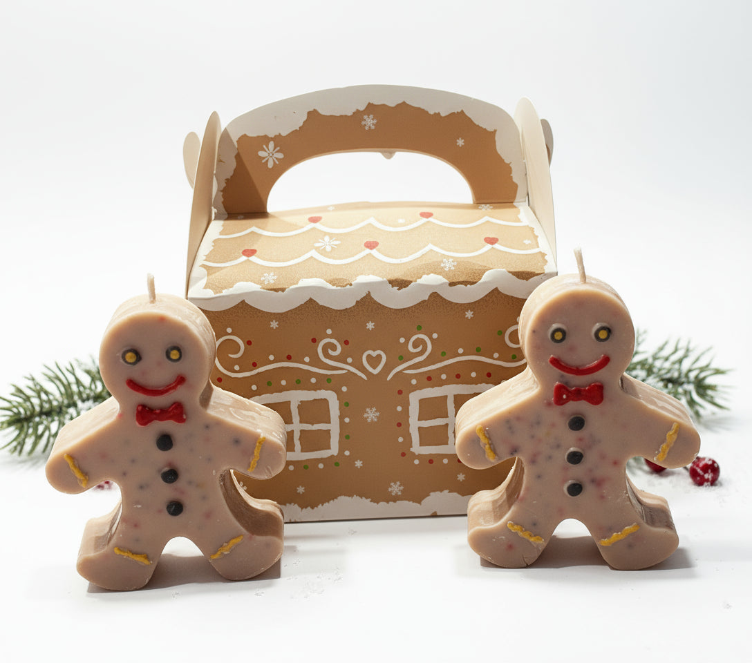 GingerBuddy Duo – Gingerbread Man Kaarsjes in een Huisje Karamela Kaarsen