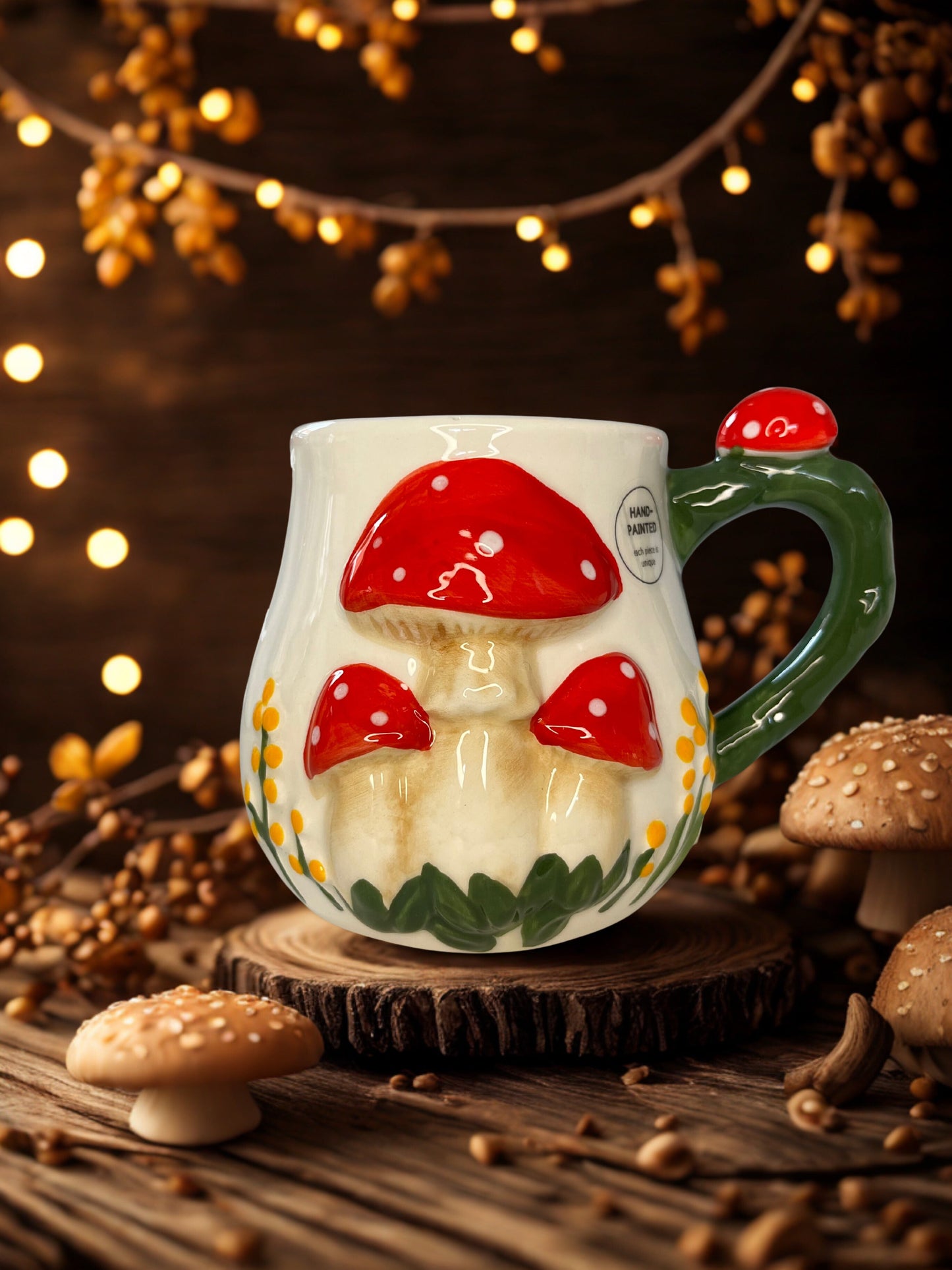 Herfst Cadeauset – Geurkaars in Gekleurde Paddenstoelmok + Beker Karamela Kaarsen
