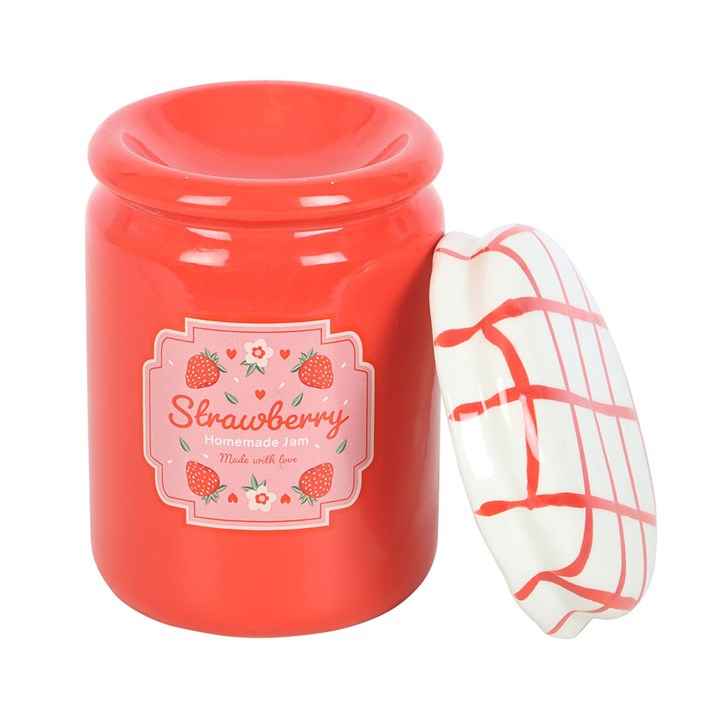 Aardbeienjam oliebrander wax melt burner – vintage jam pot design