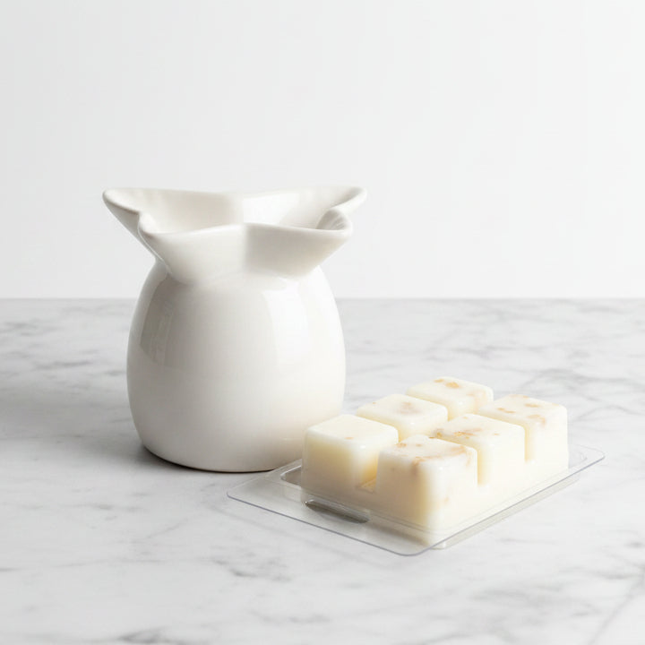 Cadeauset met Wax Melt Burner – Amber Élégance | Luxe Geurkaars Geschenkset Karamela Kaarsen
