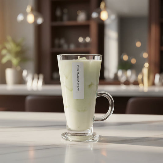 Iced Matcha Dream – Matcha Latte Kaars met IJsblokjes (250 g) Karamela Kaarsen
