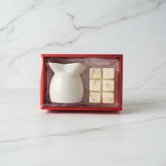 Cadeauset met Wax Melt Burner – Amber Élégance | Luxe Geurkaars Geschenkset Karamela Kaarsen