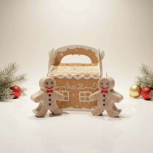 GingerBuddy Duo – Gingerbread Man Kaarsjes in een Huisje Karamela Kaarsen