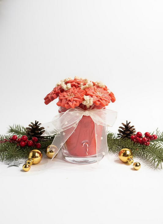 Christmas Bloom Wax Bouquet – Kerst Wax Melts in Glazen vaas Karamela Kaarsen