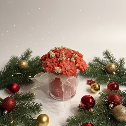 Christmas Bloom Wax Bouquet – Kerst Wax Melts in Glazen vaas Karamela Kaarsen
