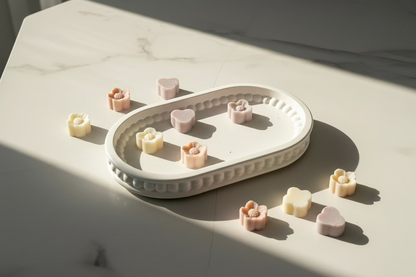 Pearl Oval Tray – Handgemaakte decoratieve kaarshouder Karamela Kaarsen