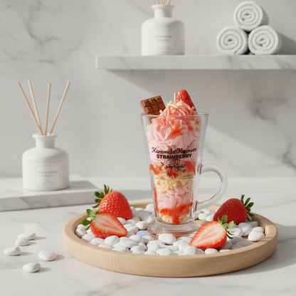 Strawb Crunch – Handgemaakte Luxe Dessert Kaars