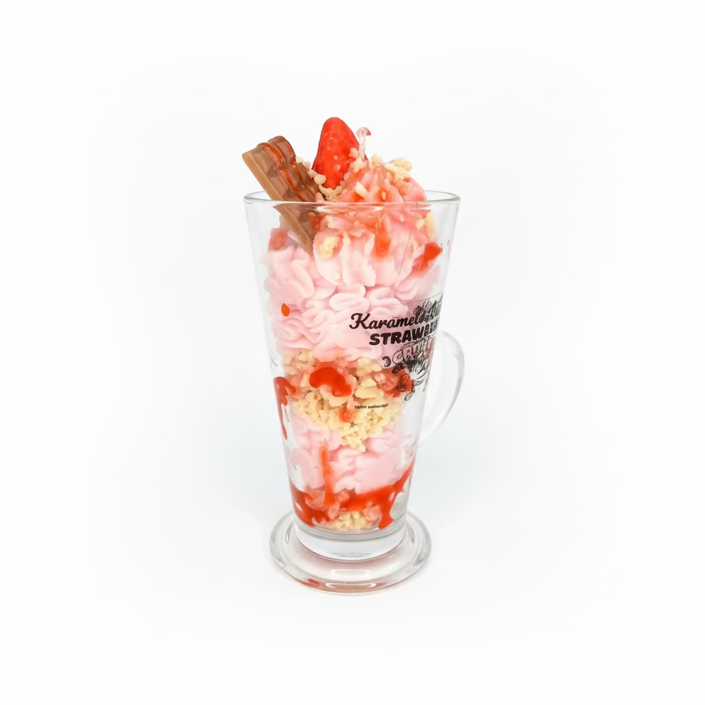 Strawb Crunch – Handgemaakte Luxe Dessert Kaars