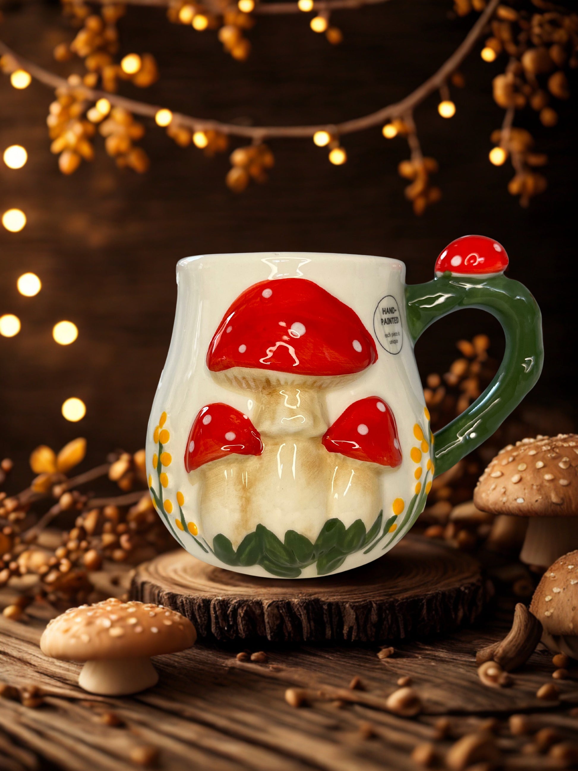 Herfst Cadeauset – Geurkaars in Gekleurde Paddenstoelmok + Beker Karamela Kaarsen