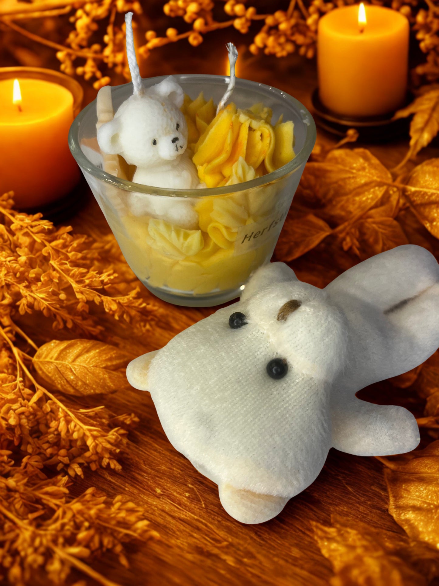 Herfstknuffel Set – Pumpkin Spice Karamela Kaarsen