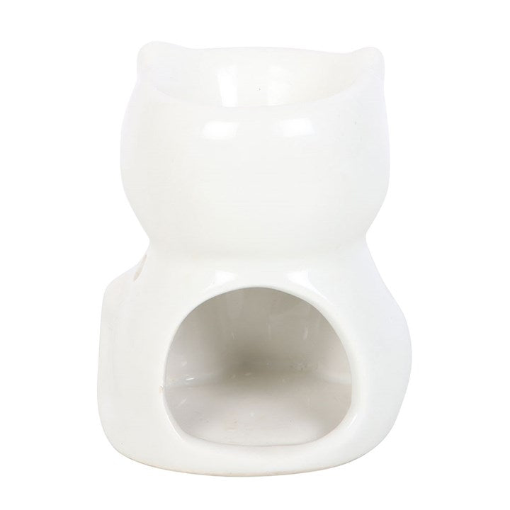 White Happy Cat Oil Burner – Keramische Kat Aromabrander voor Geuroliën & Waxmelts