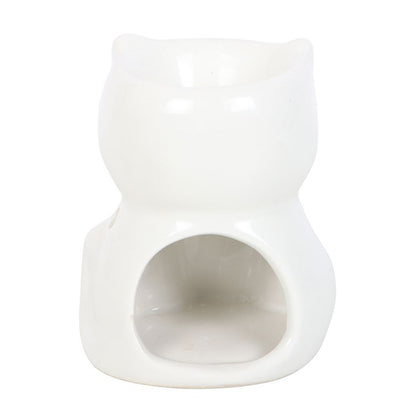 White Happy Cat Oil Burner – Keramische Kat Aromabrander voor Geuroliën & Waxmelts