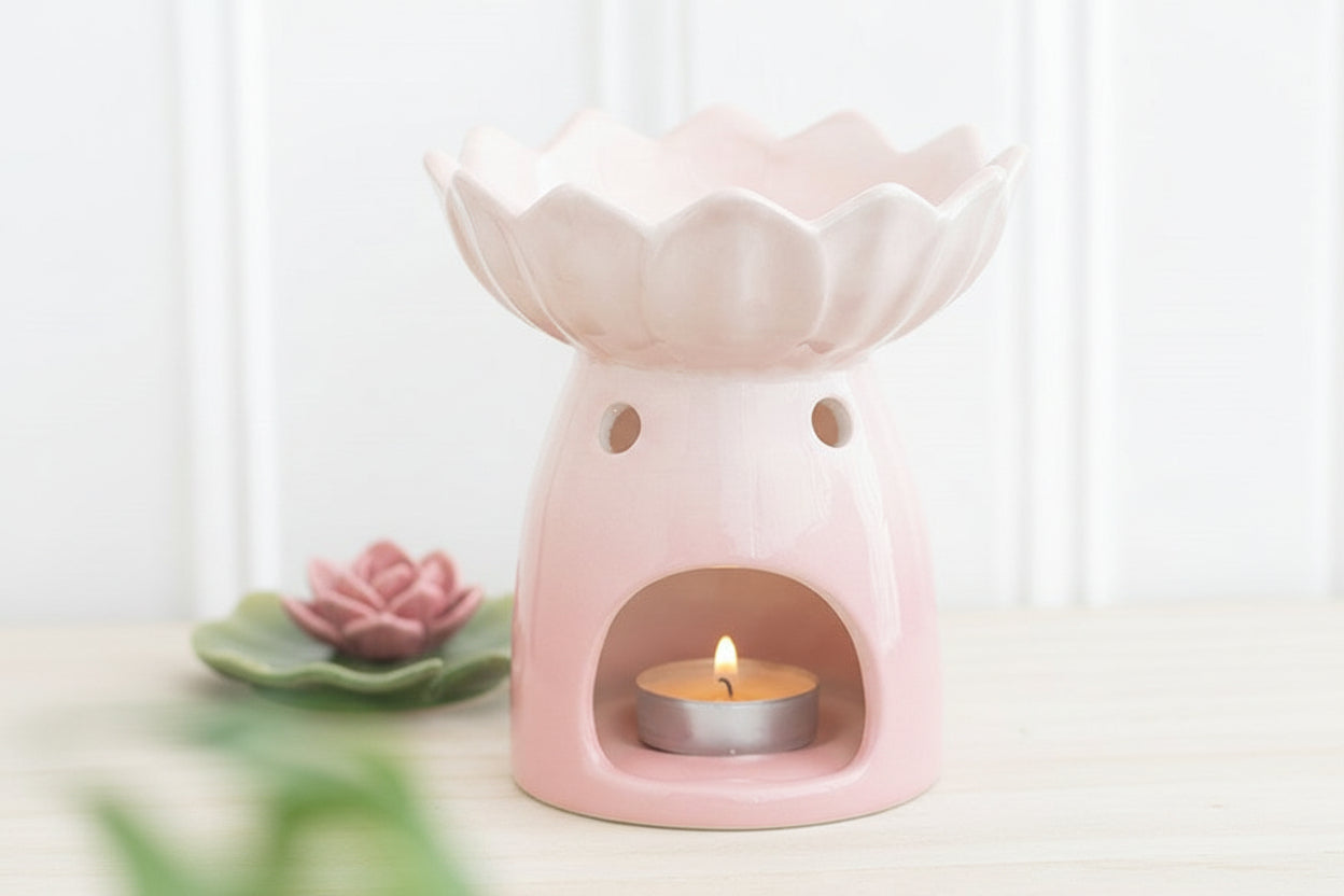 Pink Water Lily Glow – Keramische Oliebrander & Wax Warmer Karamela Kaarsen