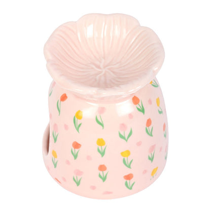 Tulip Print Oil Burner & Wax Warmer – Bloemen Aromabrander voor Geuroliën & Waxmelts