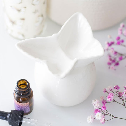 White Butterfly Oil Burner – Keramische Aromabrander voor Geuroliën & Waxmelts