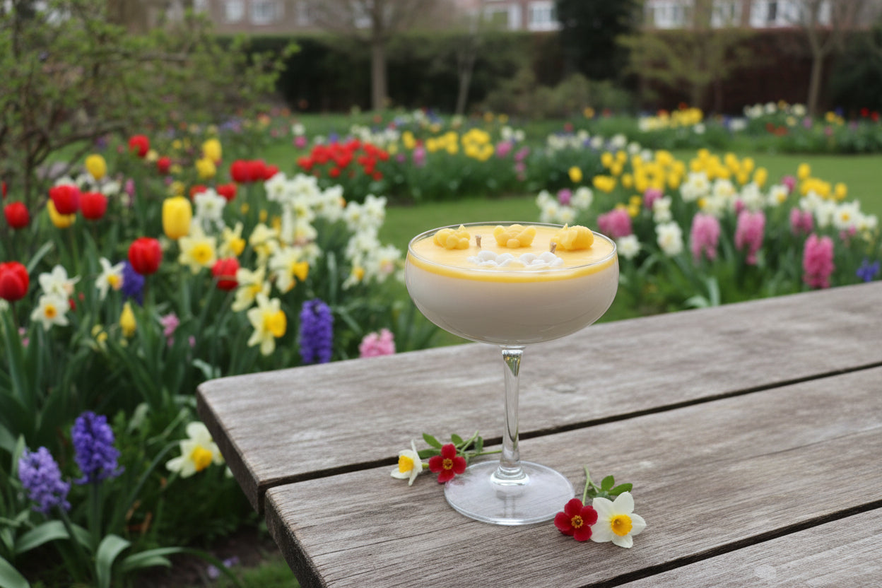 Handgemaakte kaars met twee bloesems - Sakura geur Karamela Kaarsen