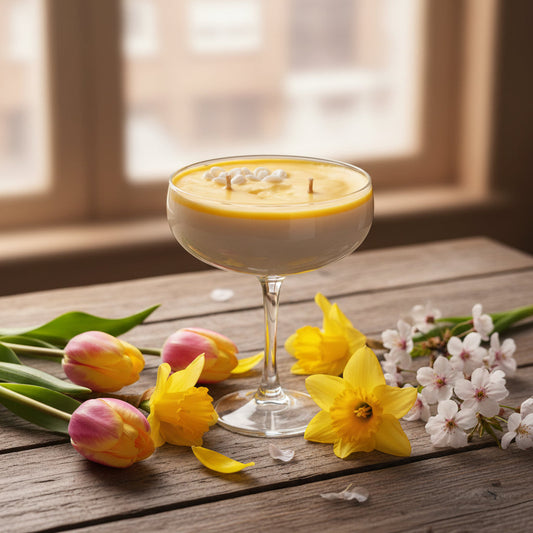 Handgemaakte kaars met twee bloesems - Sakura geur Karamela Kaarsen