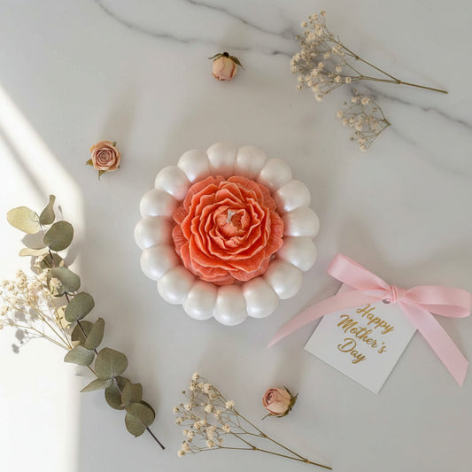 Peony Bubble Kaars – Handgemaakte Luxe Bloemenkaars