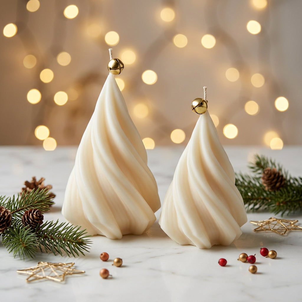 Spiraal kerstboomkaars – Wit